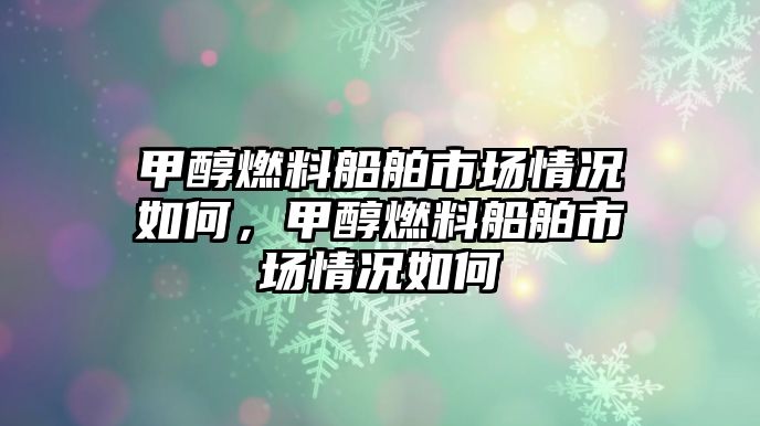 甲醇燃料船舶市場情況如何，甲醇燃料船舶市場情況如何