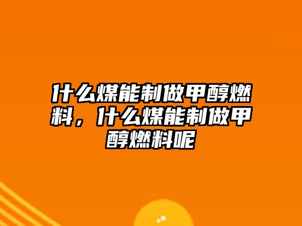 什么煤能制做甲醇燃料，什么煤能制做甲醇燃料呢