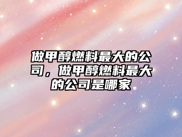 做甲醇燃料最大的公司，做甲醇燃料最大的公司是哪家