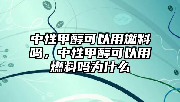 中性甲醇可以用燃料嗎，中性甲醇可以用燃料嗎為什么