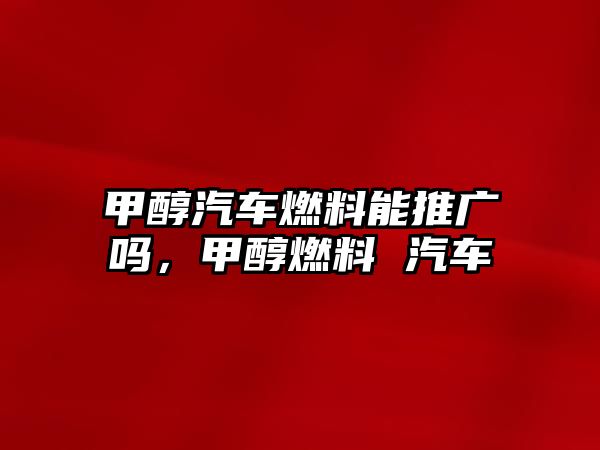 甲醇汽車燃料能推廣嗎，甲醇燃料 汽車