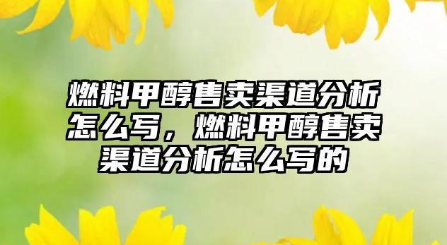 燃料甲醇售賣渠道分析怎么寫，燃料甲醇售賣渠道分析怎么寫的