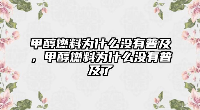 甲醇燃料為什么沒有普及，甲醇燃料為什么沒有普及了