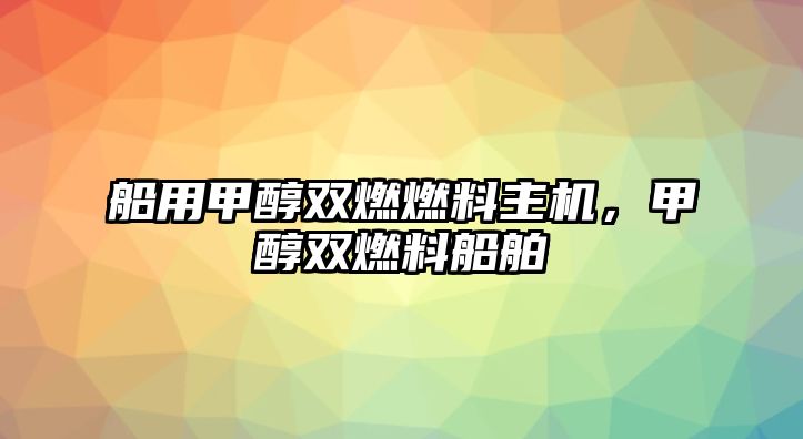 船用甲醇雙燃燃料主機(jī)，甲醇雙燃料船舶