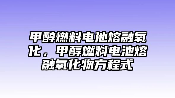 甲醇燃料電池熔融氧化，甲醇燃料電池熔融氧化物方程式