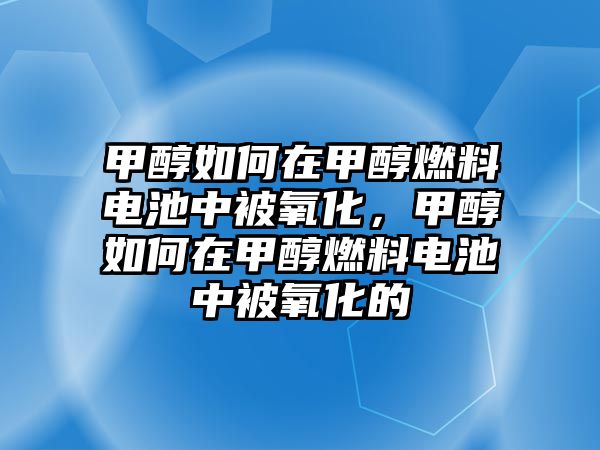 甲醇如何在甲醇燃料電池中被氧化，甲醇如何在甲醇燃料電池中被氧化的