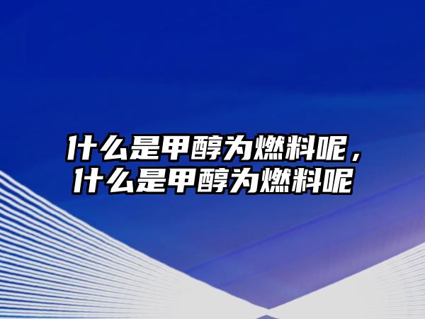 什么是甲醇為燃料呢，什么是甲醇為燃料呢