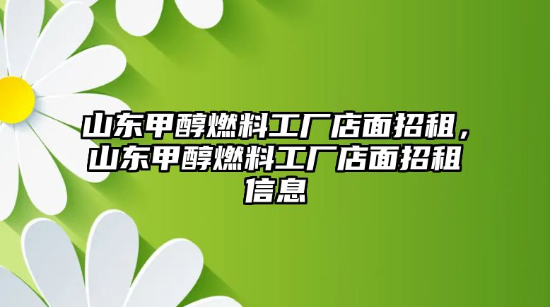 山東甲醇燃料工廠店面招租，山東甲醇燃料工廠店面招租信息