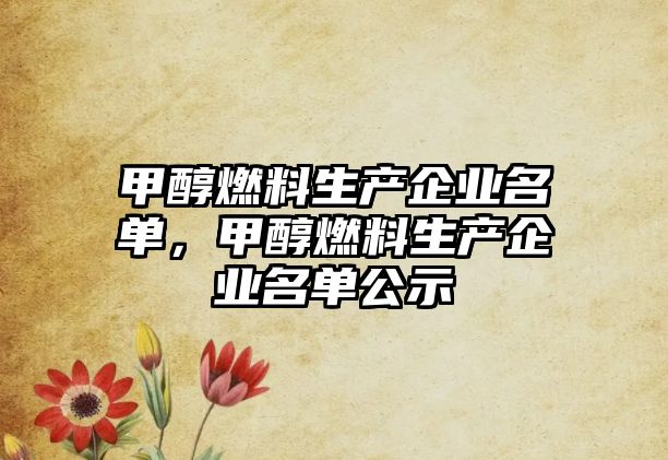 甲醇燃料生產(chǎn)企業(yè)名單，甲醇燃料生產(chǎn)企業(yè)名單公示