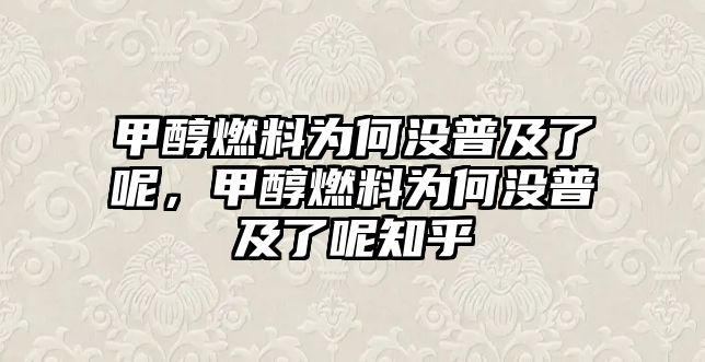 甲醇燃料為何沒普及了呢，甲醇燃料為何沒普及了呢知乎