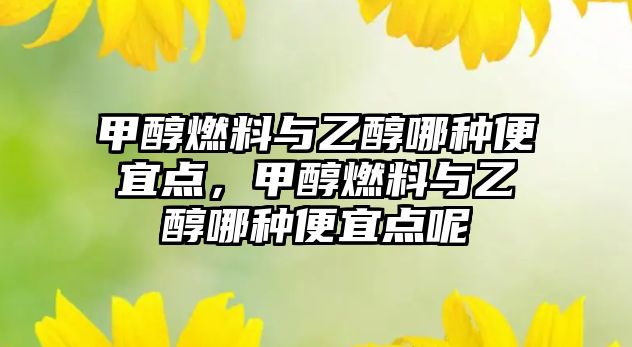 甲醇燃料與乙醇哪種便宜點(diǎn)，甲醇燃料與乙醇哪種便宜點(diǎn)呢