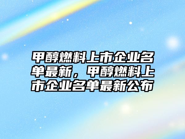 甲醇燃料上市企業(yè)名單最新，甲醇燃料上市企業(yè)名單最新公布