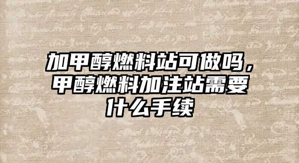 加甲醇燃料站可做嗎，甲醇燃料加注站需要什么手續(xù)