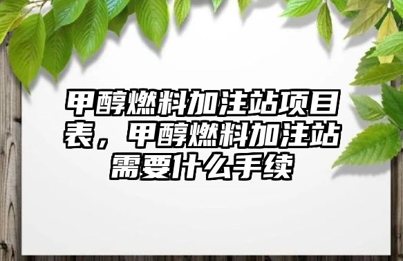 甲醇燃料加注站項(xiàng)目表，甲醇燃料加注站需要什么手續(xù)