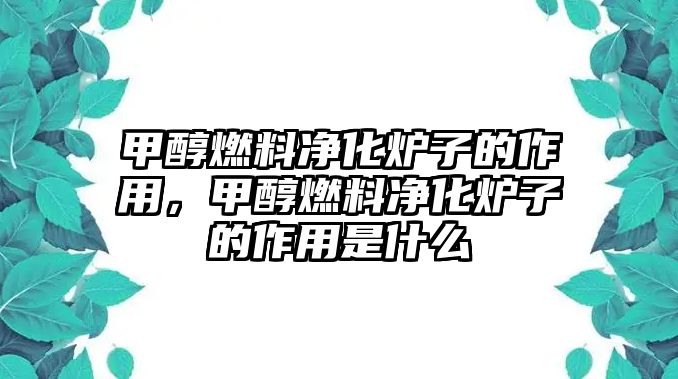 甲醇燃料凈化爐子的作用，甲醇燃料凈化爐子的作用是什么