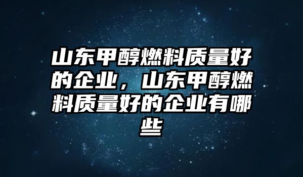 山東甲醇燃料質(zhì)量好的企業(yè)，山東甲醇燃料質(zhì)量好的企業(yè)有哪些