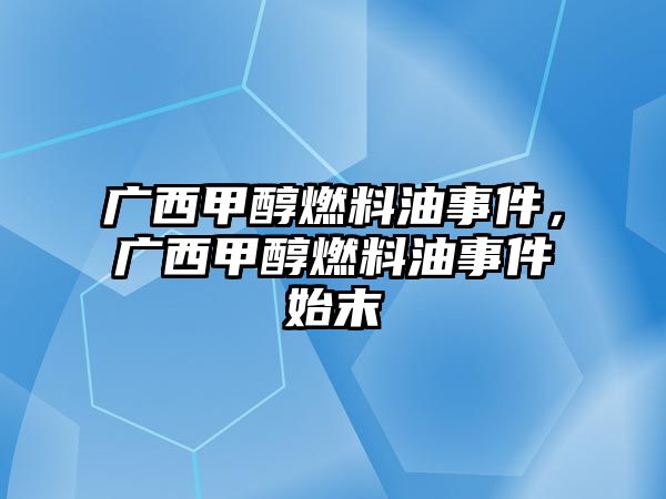 廣西甲醇燃料油事件，廣西甲醇燃料油事件始末