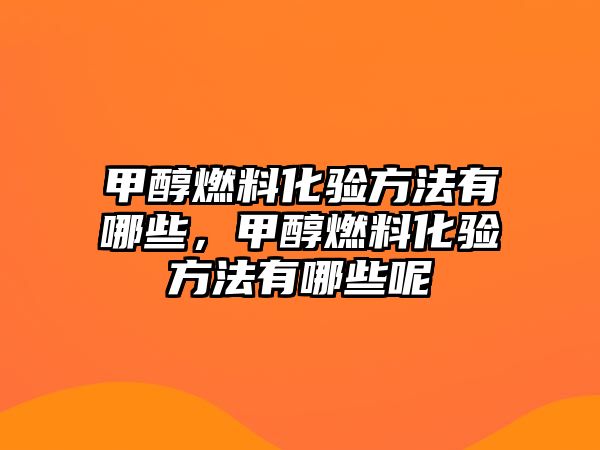 甲醇燃料化驗方法有哪些，甲醇燃料化驗方法有哪些呢