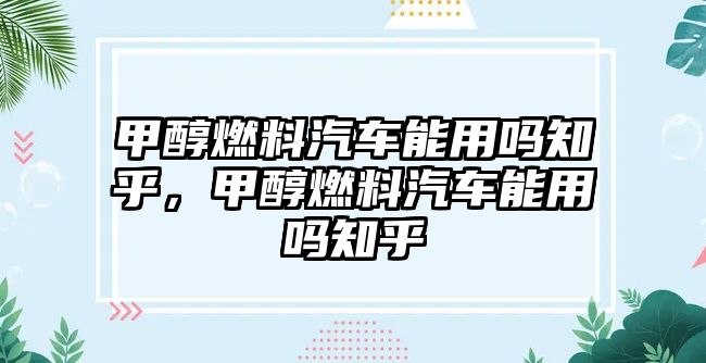 甲醇燃料汽車能用嗎知乎，甲醇燃料汽車能用嗎知乎