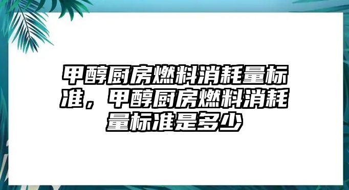 甲醇廚房燃料消耗量標(biāo)準(zhǔn)，甲醇廚房燃料消耗量標(biāo)準(zhǔn)是多少