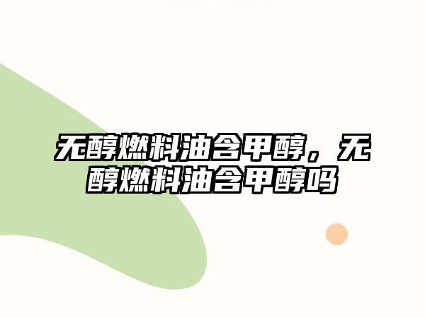 無醇燃料油含甲醇，無醇燃料油含甲醇嗎