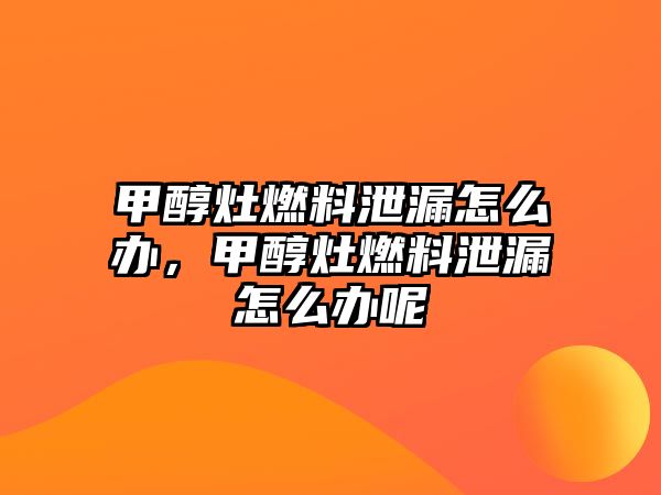 甲醇灶燃料泄漏怎么辦，甲醇灶燃料泄漏怎么辦呢