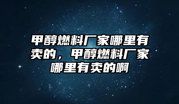 甲醇燃料廠家哪里有賣的，甲醇燃料廠家哪里有賣的啊