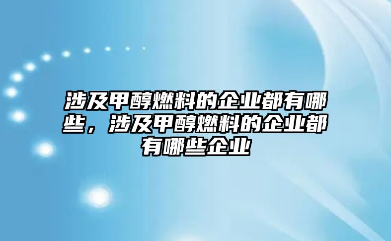 涉及甲醇燃料的企業(yè)都有哪些，涉及甲醇燃料的企業(yè)都有哪些企業(yè)