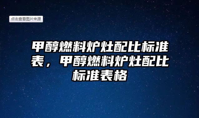 甲醇燃料爐灶配比標準表，甲醇燃料爐灶配比標準表格