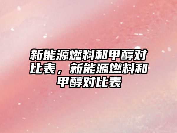 新能源燃料和甲醇對(duì)比表，新能源燃料和甲醇對(duì)比表