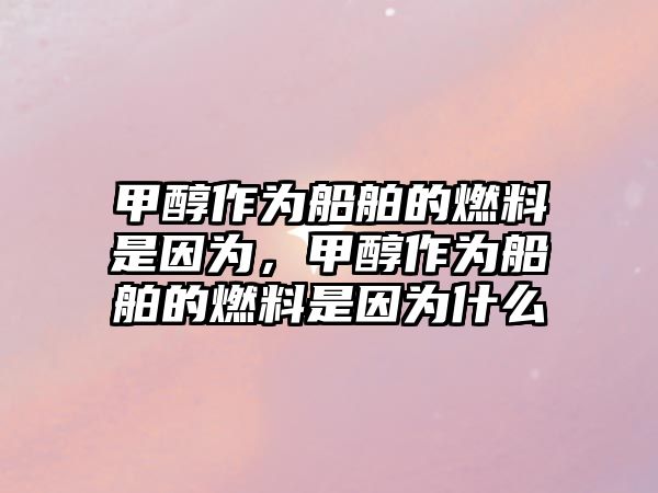 甲醇作為船舶的燃料是因?yàn)?，甲醇作為船舶的燃料是因?yàn)槭裁? class=