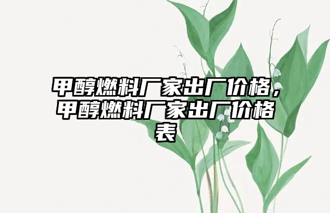 甲醇燃料廠家出廠價格，甲醇燃料廠家出廠價格表