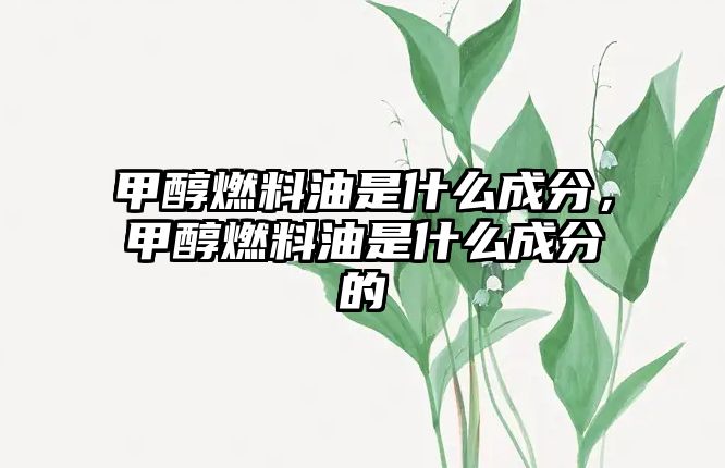 甲醇燃料油是什么成分，甲醇燃料油是什么成分的