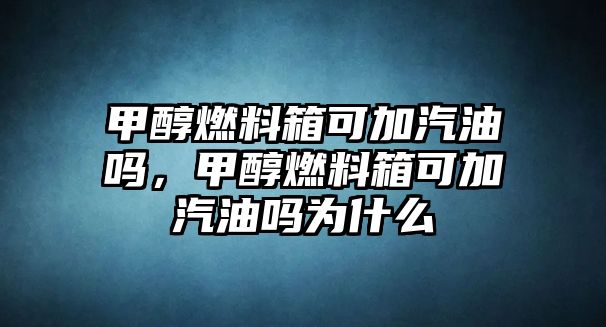 甲醇燃料箱可加汽油嗎，甲醇燃料箱可加汽油嗎為什么