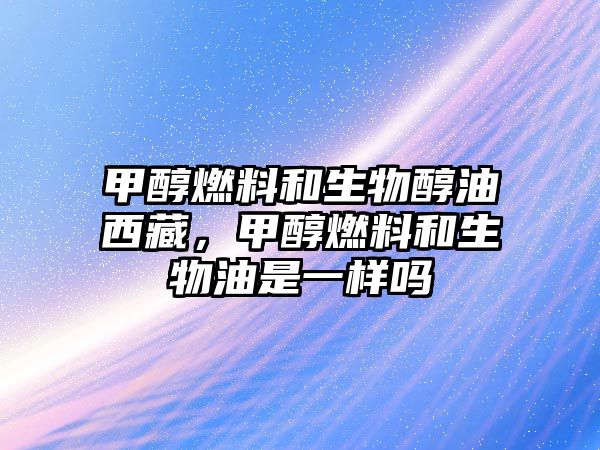 甲醇燃料和生物醇油西藏，甲醇燃料和生物油是一樣嗎