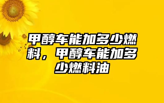 甲醇車能加多少燃料，甲醇車能加多少燃料油