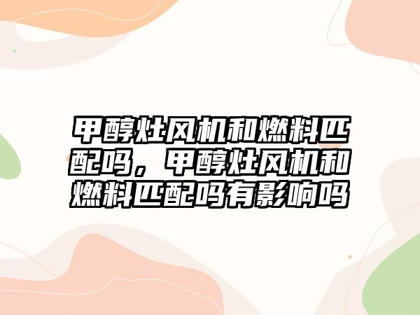 甲醇灶風(fēng)機和燃料匹配嗎，甲醇灶風(fēng)機和燃料匹配嗎有影響嗎