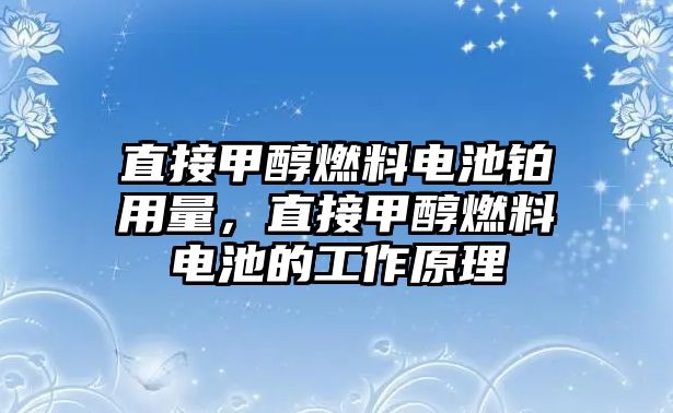 直接甲醇燃料電池鉑用量，直接甲醇燃料電池的工作原理