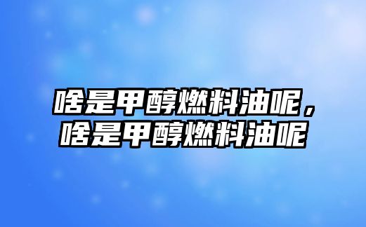 啥是甲醇燃料油呢，啥是甲醇燃料油呢