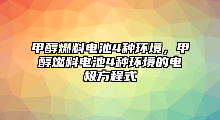 甲醇燃料電池4種環(huán)境，甲醇燃料電池4種環(huán)境的電極方程式