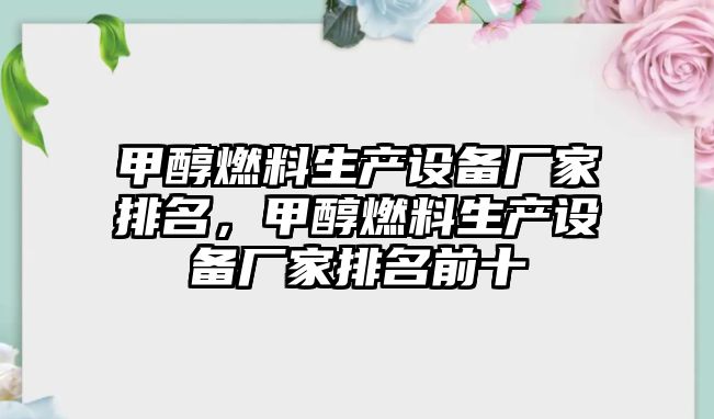 甲醇燃料生產(chǎn)設(shè)備廠家排名，甲醇燃料生產(chǎn)設(shè)備廠家排名前十