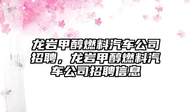 龍巖甲醇燃料汽車公司招聘，龍巖甲醇燃料汽車公司招聘信息