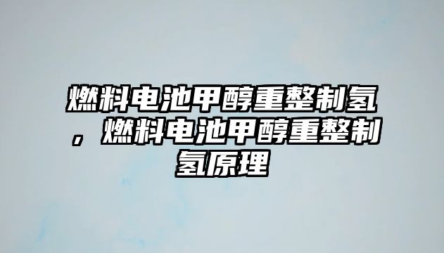 燃料電池甲醇重整制氫，燃料電池甲醇重整制氫原理