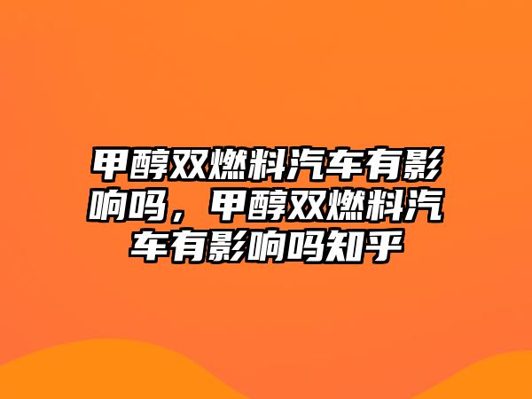 甲醇雙燃料汽車有影響嗎，甲醇雙燃料汽車有影響嗎知乎